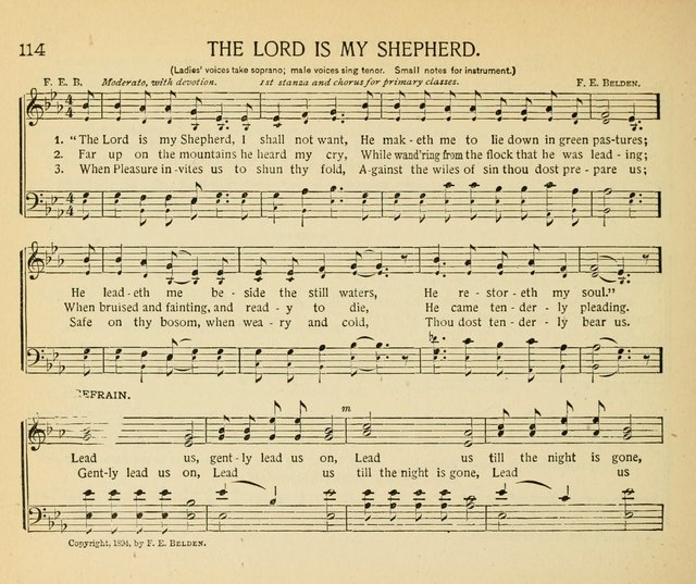 The Gospel Song Sheaf: for Sunday schools and young peoples meetings, comprising primary songs, intermediate songs, gospel and special songs, and old hymns and tunes page 114