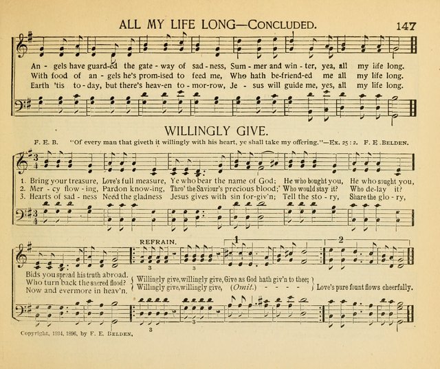 The Gospel Song Sheaf: for Sunday schools and young peoples meetings, comprising primary songs, intermediate songs, gospel and special songs, and old hymns and tunes page 147