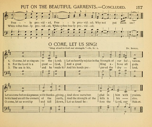 The Gospel Song Sheaf: for Sunday schools and young peoples meetings, comprising primary songs, intermediate songs, gospel and special songs, and old hymns and tunes page 157