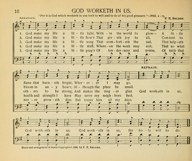 The Gospel Song Sheaf: for Sunday schools and young peoples meetings, comprising primary songs, intermediate songs, gospel and special songs, and old hymns and tunes page 16