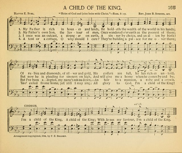 The Gospel Song Sheaf: for Sunday schools and young peoples meetings, comprising primary songs, intermediate songs, gospel and special songs, and old hymns and tunes page 165