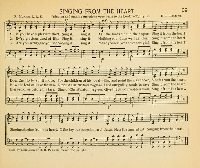 The Gospel Song Sheaf: for Sunday schools and young peoples meetings, comprising primary songs, intermediate songs, gospel and special songs, and old hymns and tunes page 39