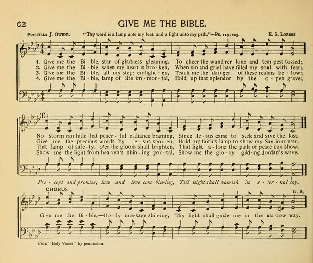 The Gospel Song Sheaf: for Sunday schools and young peoples meetings, comprising primary songs, intermediate songs, gospel and special songs, and old hymns and tunes page 62