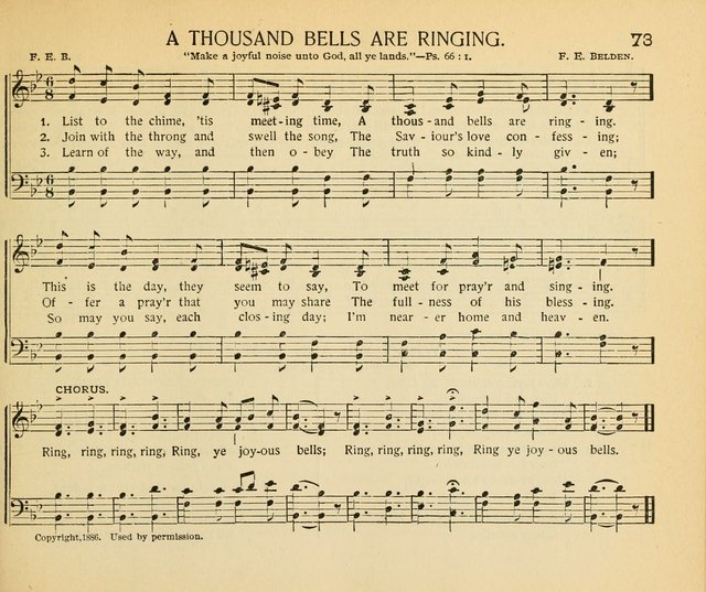 The Gospel Song Sheaf: for Sunday schools and young peoples meetings, comprising primary songs, intermediate songs, gospel and special songs, and old hymns and tunes page 73