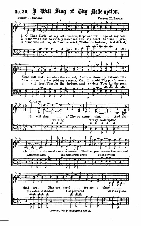 Gospel Tent Songs: Selected by F. H. Jacobs and I. Allan Sankey at the request of the Evangelistic Committee of Greater New York page 30