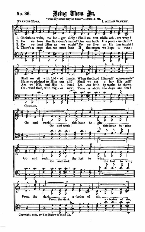 Gospel Tent Songs: Selected by F. H. Jacobs and I. Allan Sankey at the request of the Evangelistic Committee of Greater New York page 36