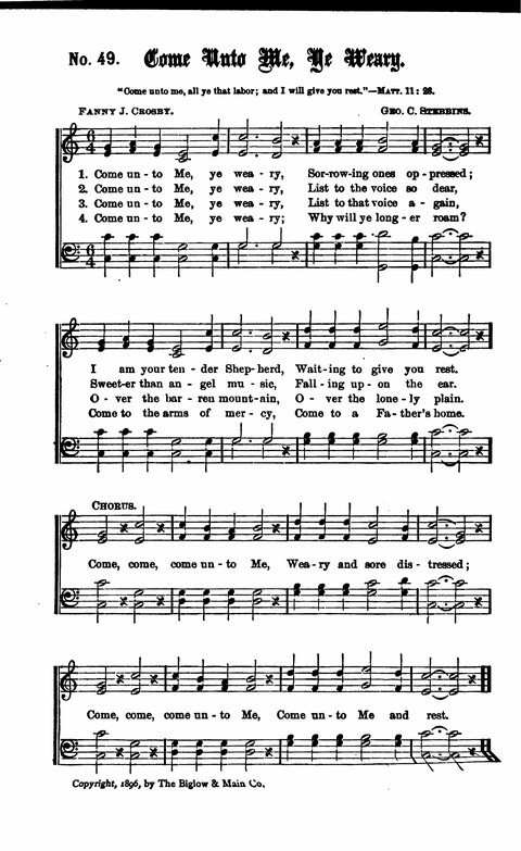 Gospel Tent Songs: Selected by F. H. Jacobs and I. Allan Sankey at the request of the Evangelistic Committee of Greater New York page 49