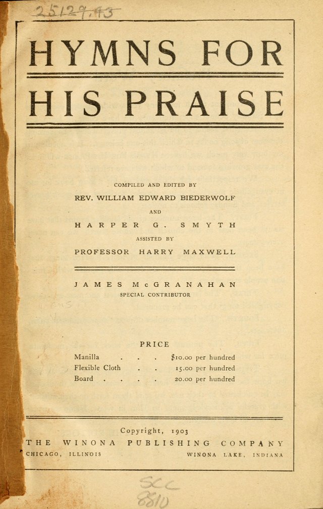 Hymns for His Praise page i
