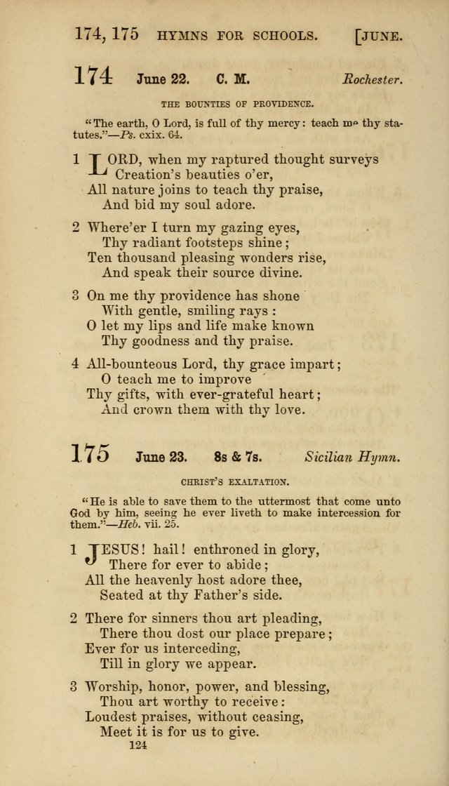 Hymns for Schools: with appropriate selections from scripture and tunes suited to the metres of the hymns (3rd ed.) page 124