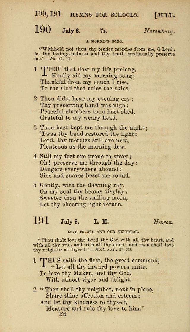 Hymns for Schools: with appropriate selections from scripture and tunes suited to the metres of the hymns (3rd ed.) page 134