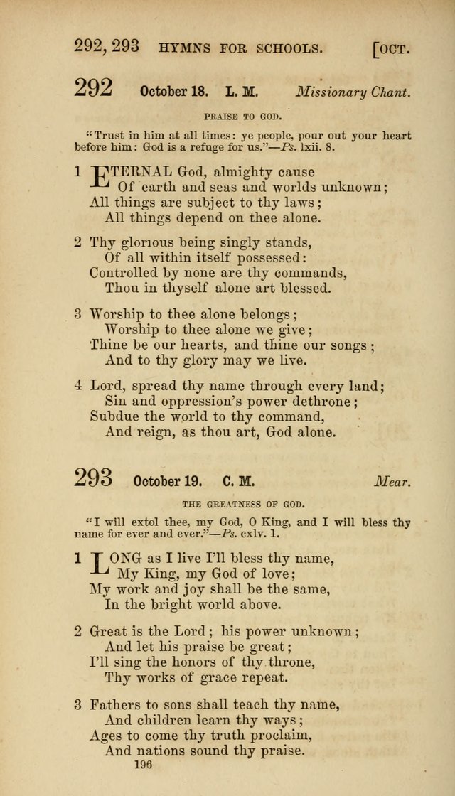 Hymns for Schools: with appropriate selections from scripture and tunes suited to the metres of the hymns (3rd ed.) page 196