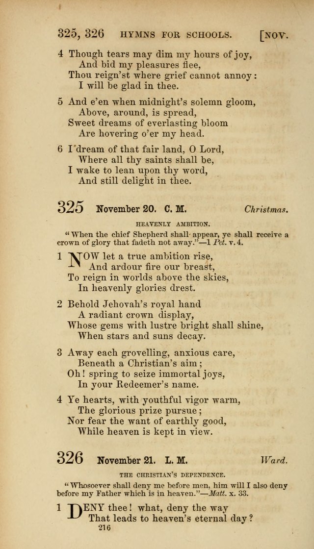 Hymns for Schools: with appropriate selections from scripture and tunes suited to the metres of the hymns (3rd ed.) page 216