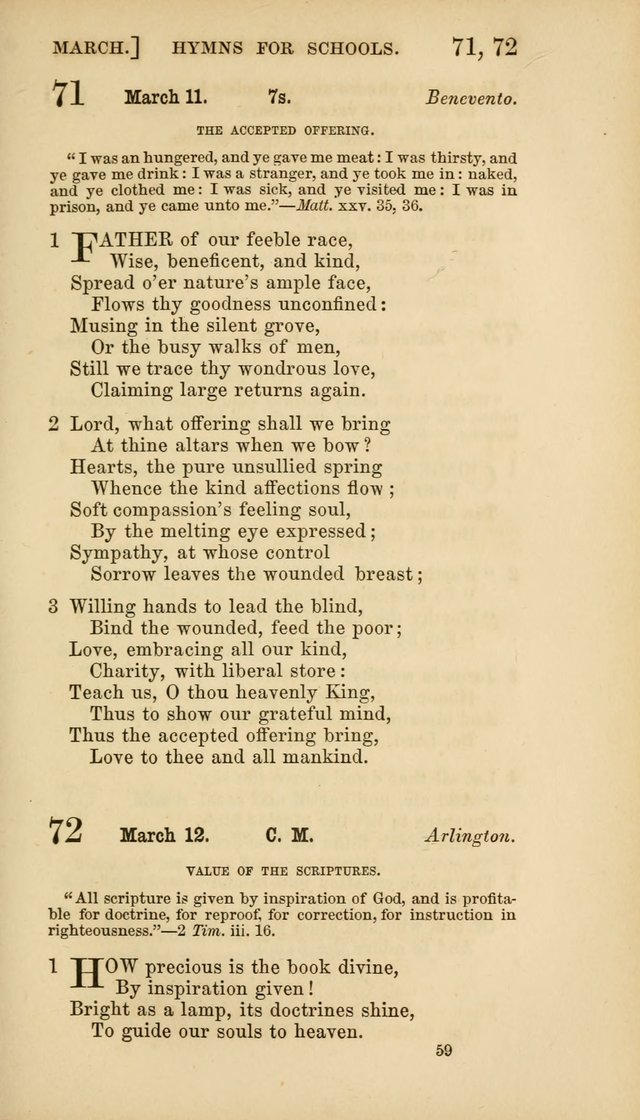 Hymns for Schools: with appropriate selections from scripture and tunes suited to the metres of the hymns (3rd ed.) page 59