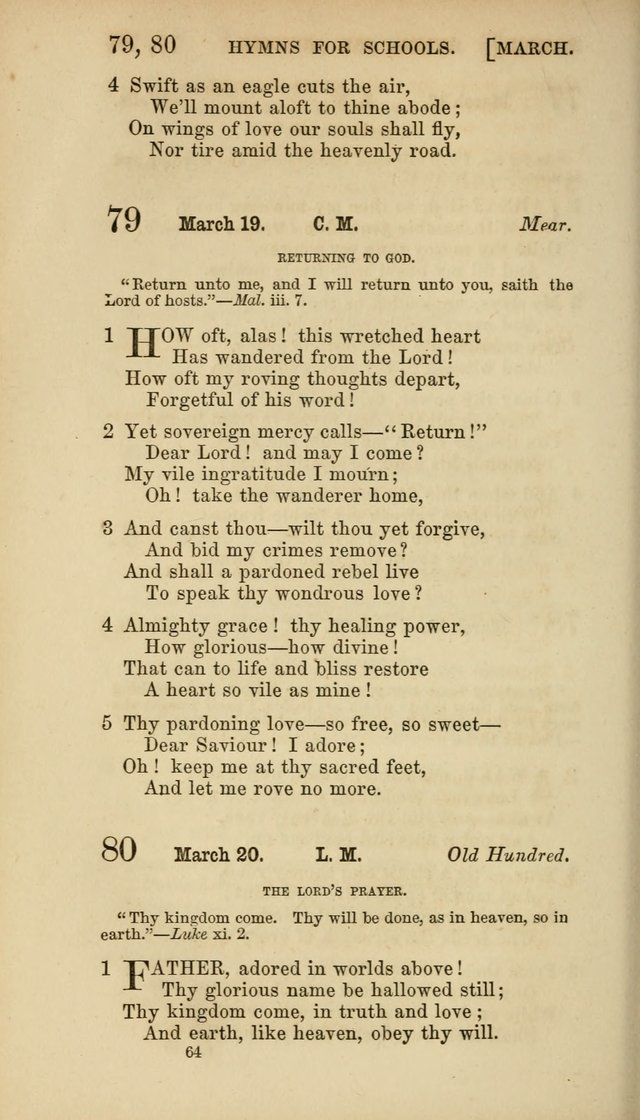 Hymns for Schools: with appropriate selections from scripture and tunes suited to the metres of the hymns (3rd ed.) page 64