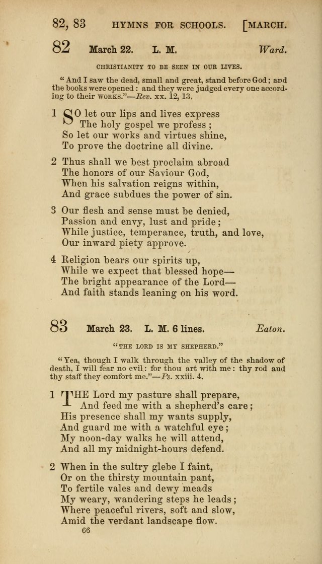 Hymns for Schools: with appropriate selections from scripture and tunes suited to the metres of the hymns (3rd ed.) page 66