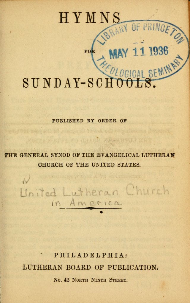 Hymns for Sunday Schools page 1