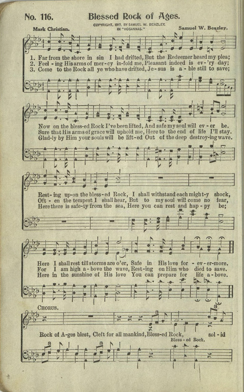 Hosannas: for Sunday Schools, conventions, etc., and generatl use in Christian work and worship page 116