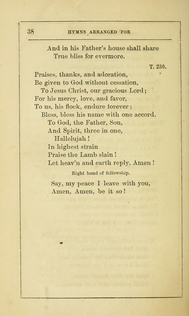 Hymns Arranged for the Communion Service of the Church of the United Brethren page 38