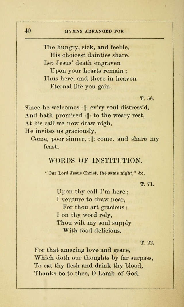 Hymns Arranged for the Communion Service of the Church of the United Brethren page 40