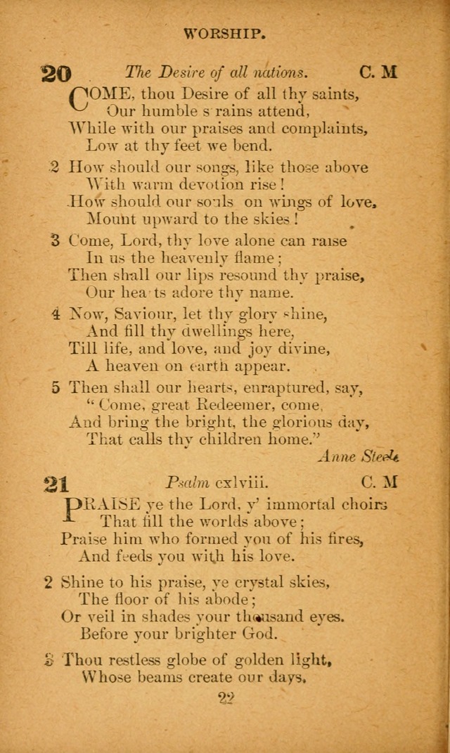 Hymnal: adapted to the doctrines and usages of the African Methodist Episcopal Church. Revised Edition page 22