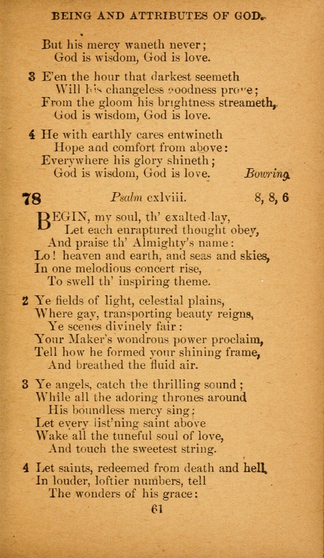 Hymnal: adapted to the doctrines and usages of the African Methodist Episcopal Church. Revised Edition page 61