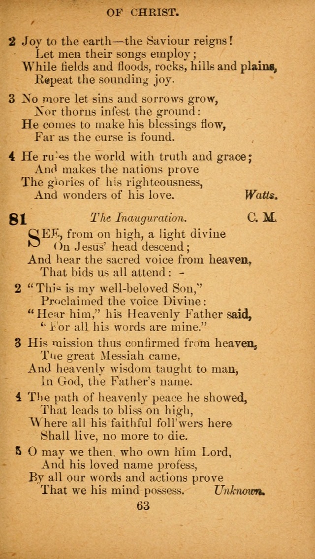 Hymnal: adapted to the doctrines and usages of the African Methodist Episcopal Church. Revised Edition page 63