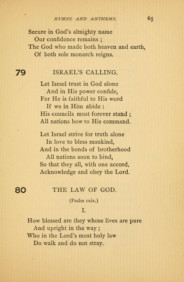Hymns and Anthems adapted for Jewish Worship page 65