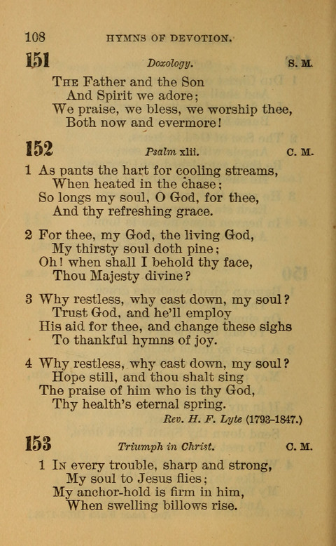Hymns of the Ages: for Public and Social Worship, Approved and Recommended ... by the General Assembly of the Presbyterian Church in the U.S. (Second ed.) page 108