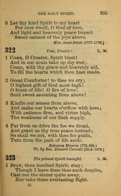 Hymns of the Ages: for Public and Social Worship, Approved and Recommended ... by the General Assembly of the Presbyterian Church in the U.S. (Second ed.) page 225