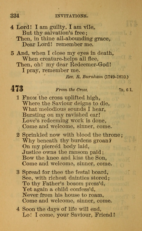 Hymns of the Ages: for Public and Social Worship, Approved and Recommended ... by the General Assembly of the Presbyterian Church in the U.S. (Second ed.) page 334