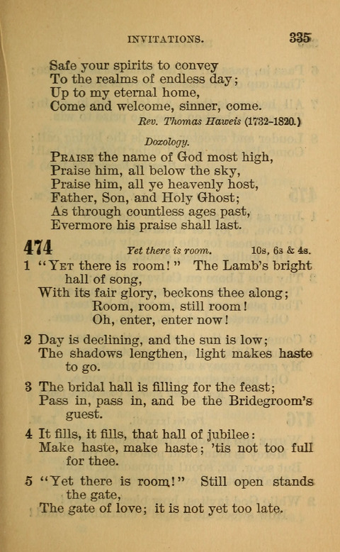 Hymns of the Ages: for Public and Social Worship, Approved and Recommended ... by the General Assembly of the Presbyterian Church in the U.S. (Second ed.) page 335