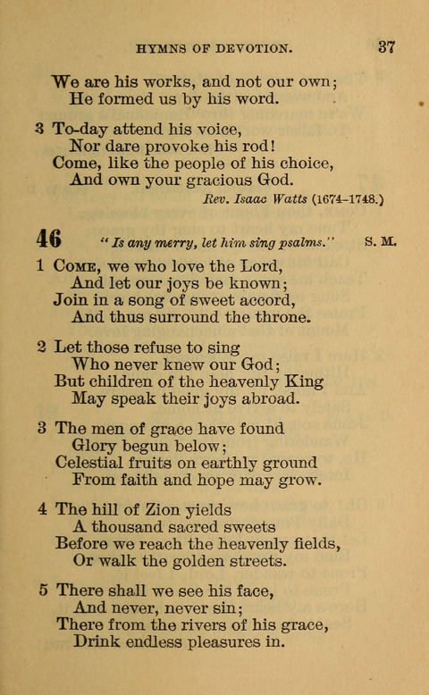 Hymns of the Ages: for Public and Social Worship, Approved and Recommended ... by the General Assembly of the Presbyterian Church in the U.S. (Second ed.) page 37