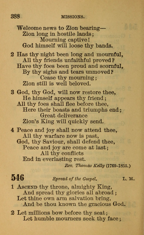 Hymns of the Ages: for Public and Social Worship, Approved and Recommended ... by the General Assembly of the Presbyterian Church in the U.S. (Second ed.) page 388