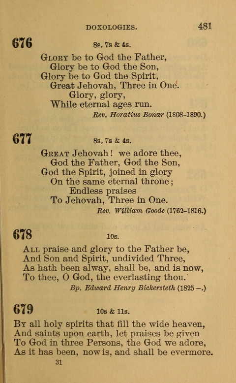 Hymns of the Ages: for Public and Social Worship, Approved and Recommended ... by the General Assembly of the Presbyterian Church in the U.S. (Second ed.) page 481