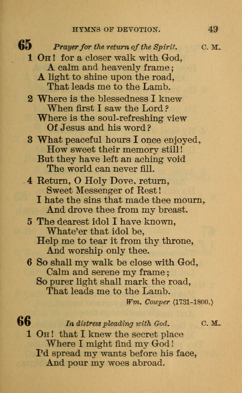 Hymns of the Ages: for Public and Social Worship, Approved and Recommended ... by the General Assembly of the Presbyterian Church in the U.S. (Second ed.) page 49