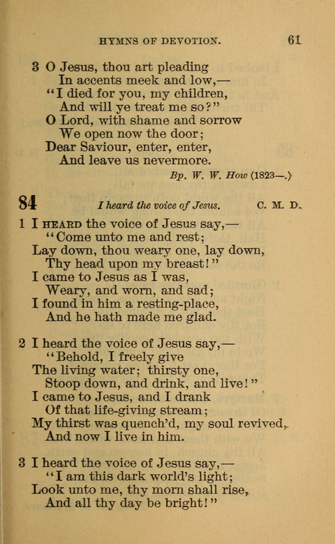 Hymns of the Ages: for Public and Social Worship, Approved and Recommended ... by the General Assembly of the Presbyterian Church in the U.S. (Second ed.) page 61