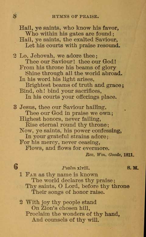 Hymns of the Ages: for Public and Social Worship, Approved and Recommended ... by the General Assembly of the Presbyterian Church in the U.S. (Second ed.) page 8