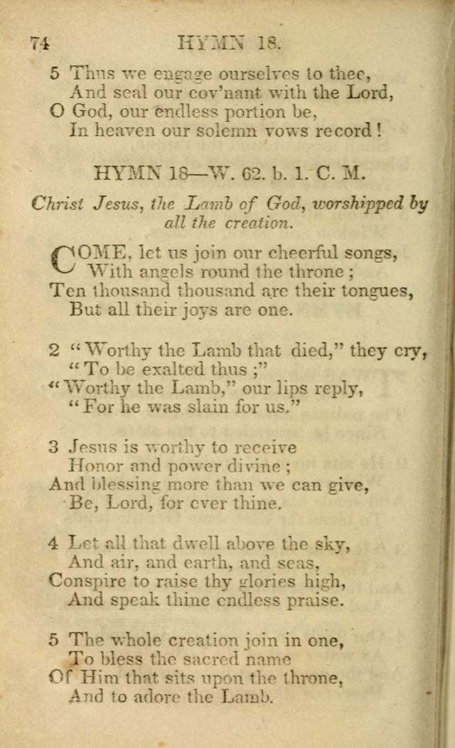 Hymns and Spiritual Songs, Original and Selected, for the Use of Christians. (5th ed.) page 74