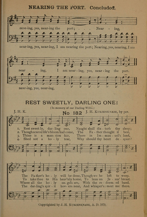 Harvest Bells Nos. 1, 2 and 3: Is filled with new and beautiful songs, suitable for churches, Sunday-schools, revivals and all religious meetings page 181