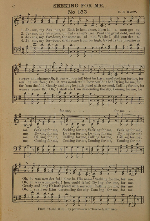 Harvest Bells Nos. 1, 2 and 3: Is filled with new and beautiful songs, suitable for churches, Sunday-schools, revivals and all religious meetings page 182
