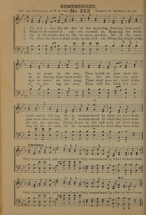 Harvest Bells Nos. 1, 2 and 3: Is filled with new and beautiful songs, suitable for churches, Sunday-schools, revivals and all religious meetings page 214