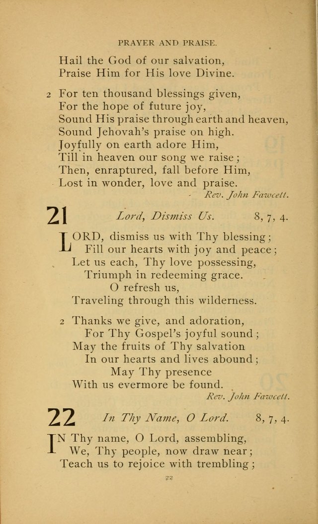 Hymn Book of the United Evangelical Church page 22