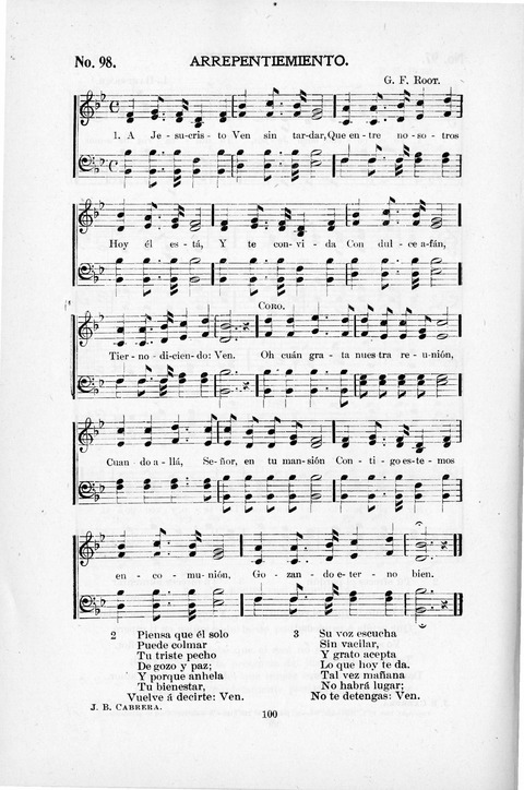 Himnario Cristiano para uso de las Iglesias Evangélicas page 100