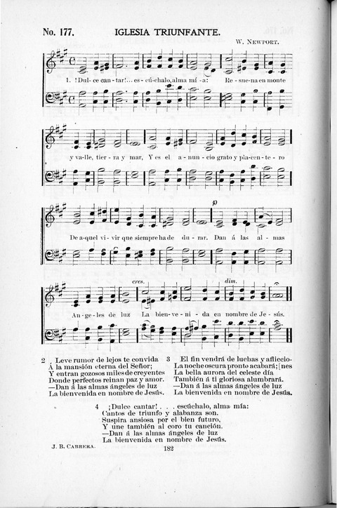 Himnario Cristiano para uso de las Iglesias Evangélicas page 182