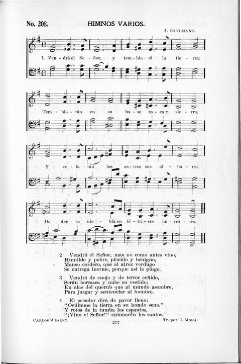 Himnario Cristiano para uso de las Iglesias Evangélicas page 217
