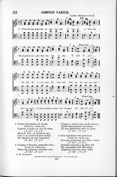 Himnario Cristiano para uso de las Iglesias Evangélicas page 223