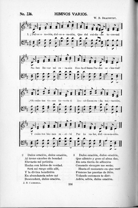 Himnario Cristiano para uso de las Iglesias Evangélicas page 256