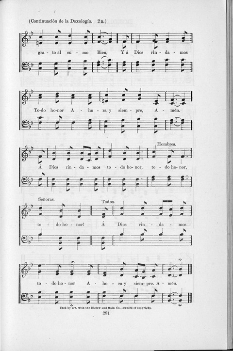 Himnario Cristiano para uso de las Iglesias Evangélicas page 281