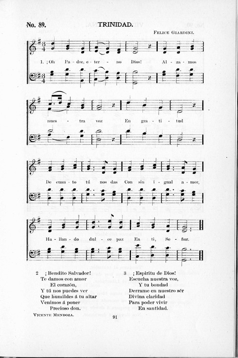Himnario Cristiano para uso de las Iglesias Evangélicas page 91