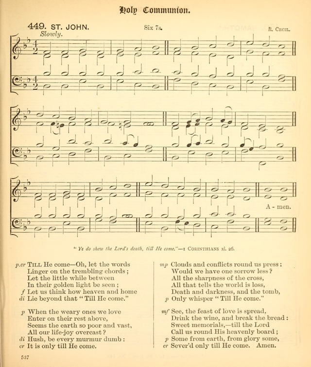 The Hymnal Companion to the Book of Common Prayer with accompanying tunes (3rd ed., rev. and enl.) page 537